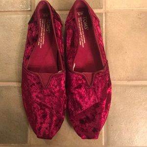 Toms Black Cherry Velvet Slip-On Shoes
